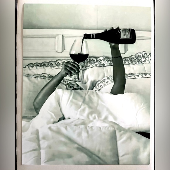 Other - 8x10 Lux Print Only -wine in bed - black & white